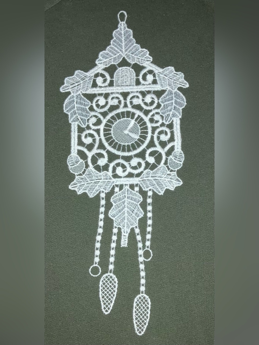 White Lace Cuckoo Clock Wall Decor Traditional German Plauener Spitze Techniques